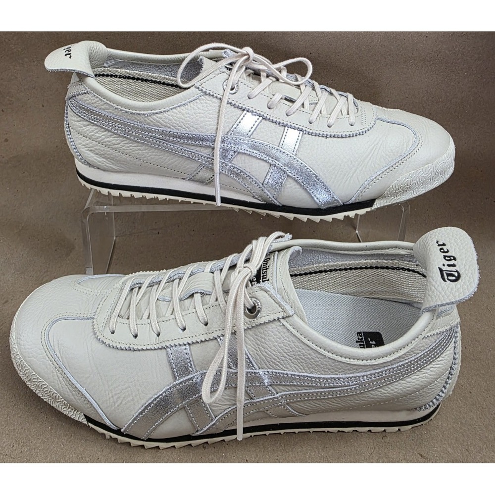 Onitsuka Tiger (Sz 6.5) MEXICO 66 SD Ivory Silver Leather Sneakers Casual Japan